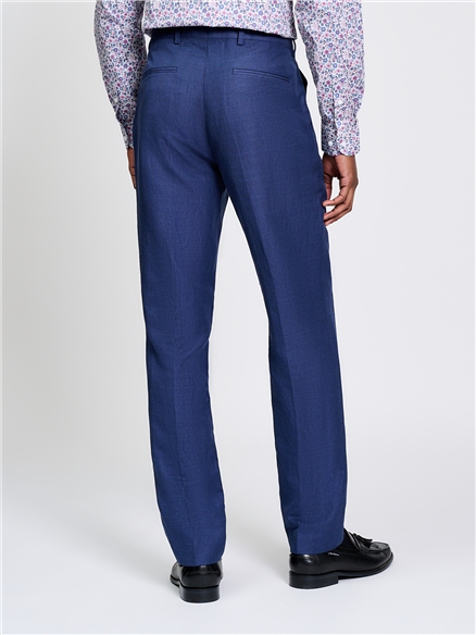 Textured Linen Blend Trousers in Blue