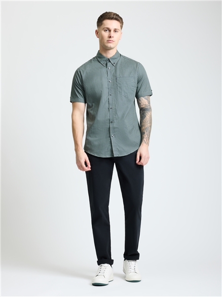 Short Sleeve Geo Print Shirt in Pale Khaki