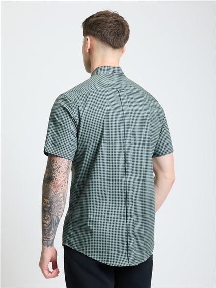 Short Sleeve Geo Print Shirt in Pale Khaki