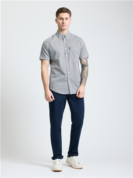 Short Sleeve Geo Print Shirt in Ice Blue