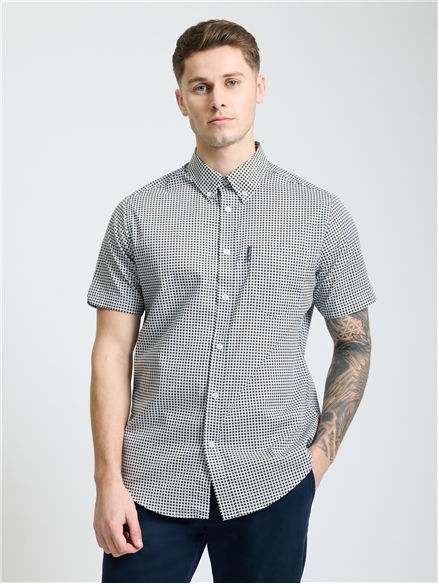 Short Sleeve Geo Print Shirt in Ice Blue