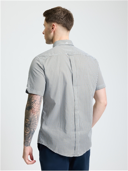 Short Sleeve Geo Print Shirt in Ice Blue