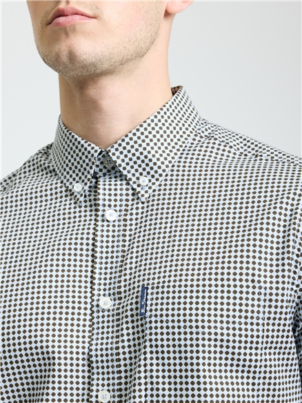 Short Sleeve Geo Print Shirt in Ice Blue