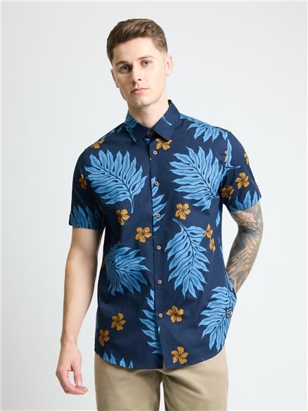 Short Sleeve Botantical Print Shirt