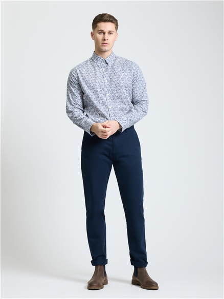 Long Sleeve Mono Floral Shirt in Ivory