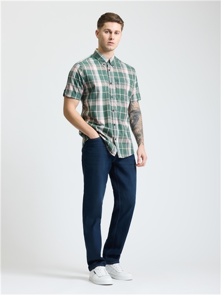 Short Sleeve Check Shirt in Deep Jungle