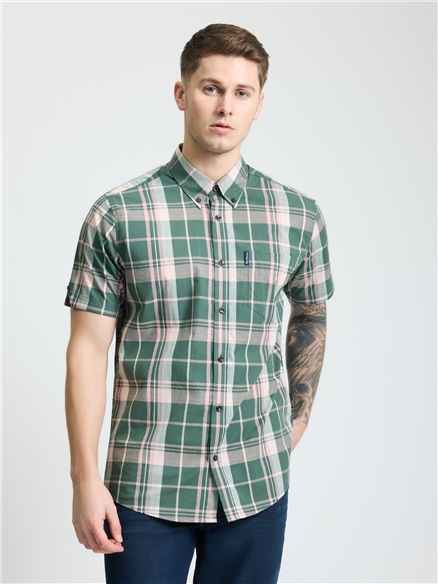 Short Sleeve Check Shirt in Deep Jungle