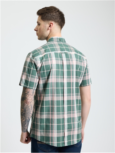 Short Sleeve Check Shirt in Deep Jungle