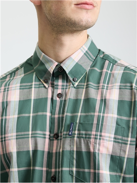 Short Sleeve Check Shirt in Deep Jungle