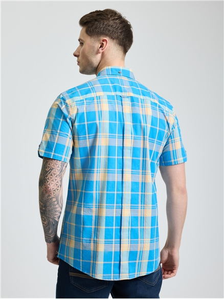 Short Sleeve Check Shirt in Kingfisher