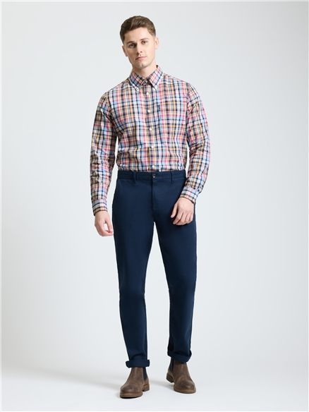 Long Sleeve Linear Pop Check Shirt in Glacier