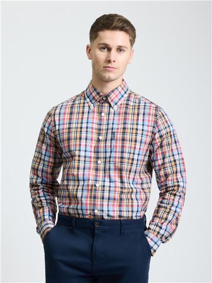 Long Sleeve Linear Pop Check Shirt in Glacier