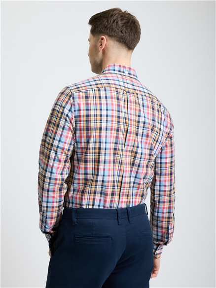 Long Sleeve Linear Pop Check Shirt in Glacier