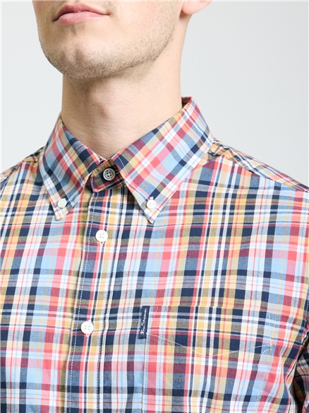 Long Sleeve Linear Pop Check Shirt in Glacier
