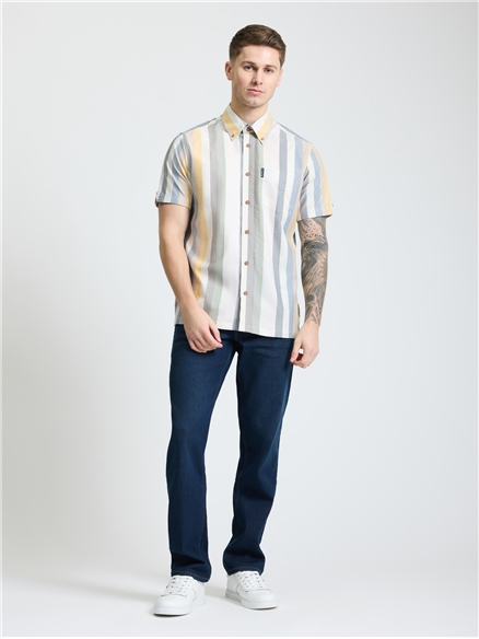 Short Sleeve Candy Stripe Shirt in Snow White