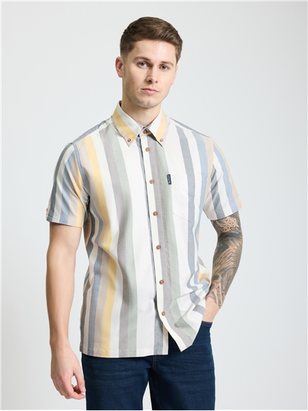 Short Sleeve Candy Stripe Shirt in Snow White