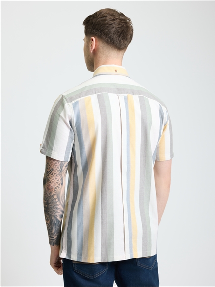 Short Sleeve Candy Stripe Shirt in Snow White