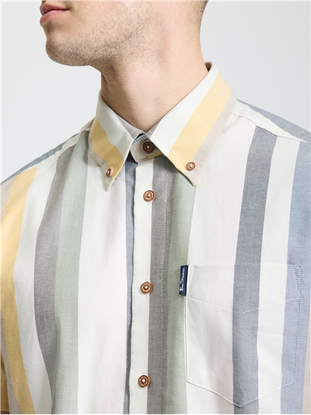 Short Sleeve Candy Stripe Shirt in Snow White