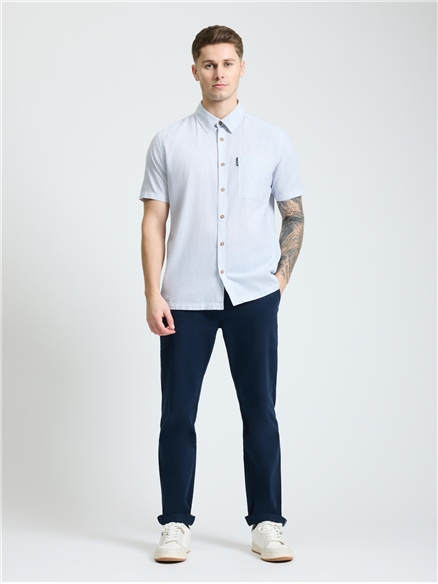 Short Sleeve Ticking Stripe Shirt in Glacier