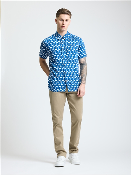 Short Sleeve Jazz Print Shirt in Royal