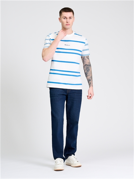 Mixed Stripe Tee in Snow White