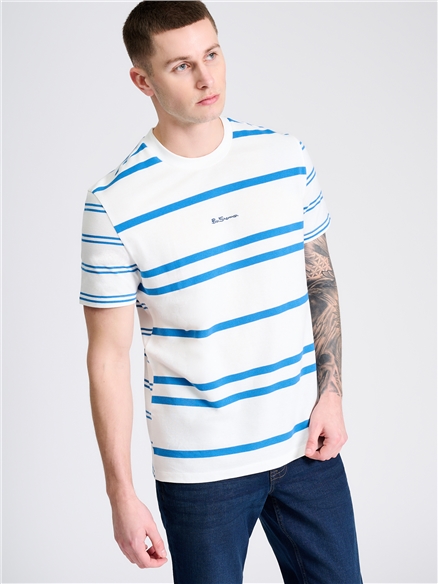 Mixed Stripe Tee in Snow White