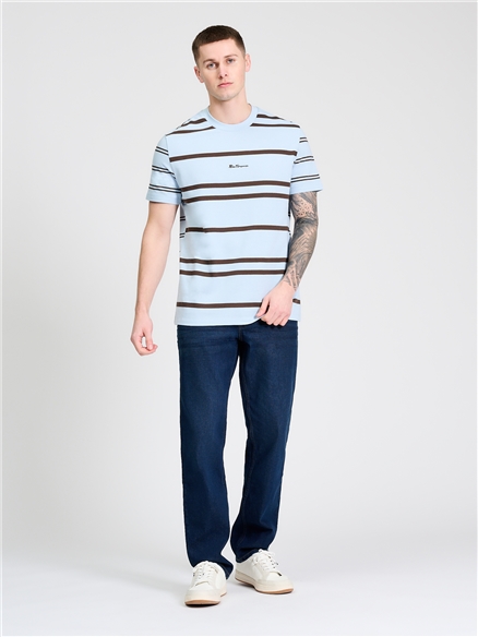 Mixed Stripe Tee in Ice Blue