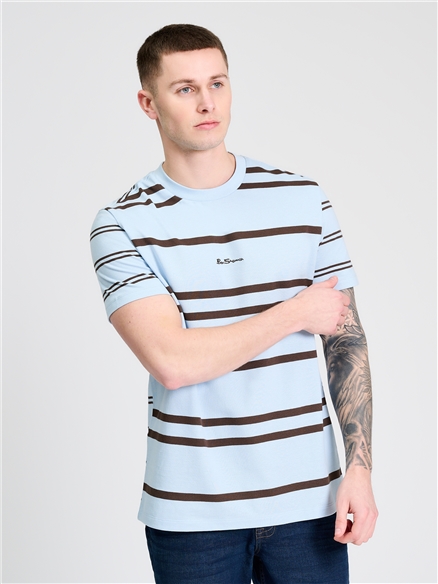Mixed Stripe Tee in Ice Blue