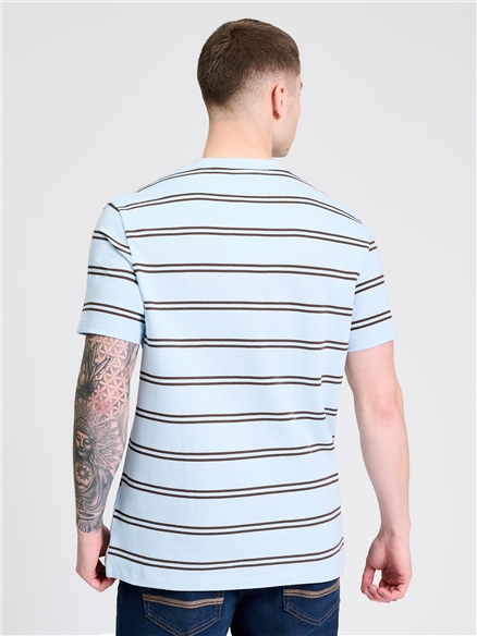 Mixed Stripe Tee in Ice Blue