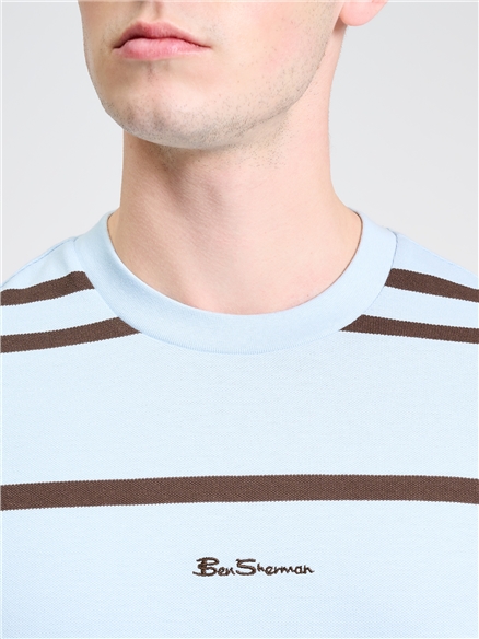Mixed Stripe Tee in Ice Blue