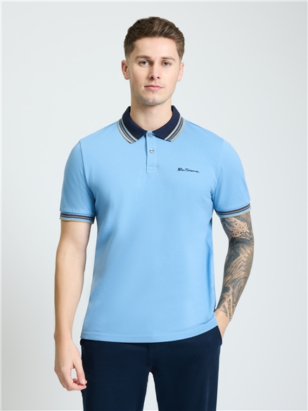 House Collar Polo in Glacier