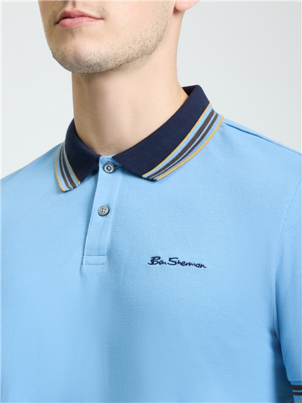 House Collar Polo in Glacier