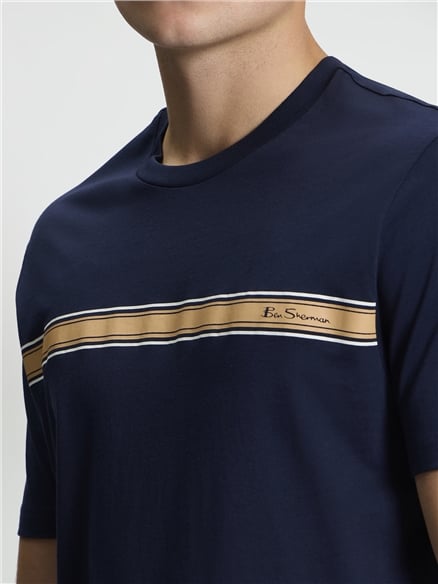 Short Sleeve Core Stripe Tshirt in Dark Navy