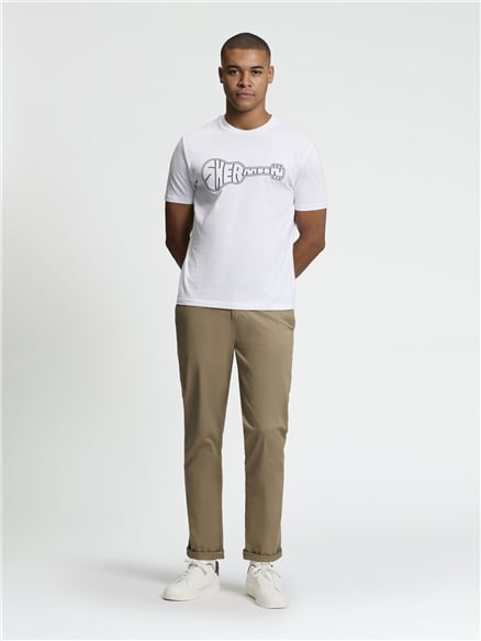 Short Sleeve Guitar Logo Tshirt in White