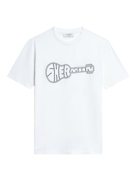 Short Sleeve Guitar Logo Tshirt in White