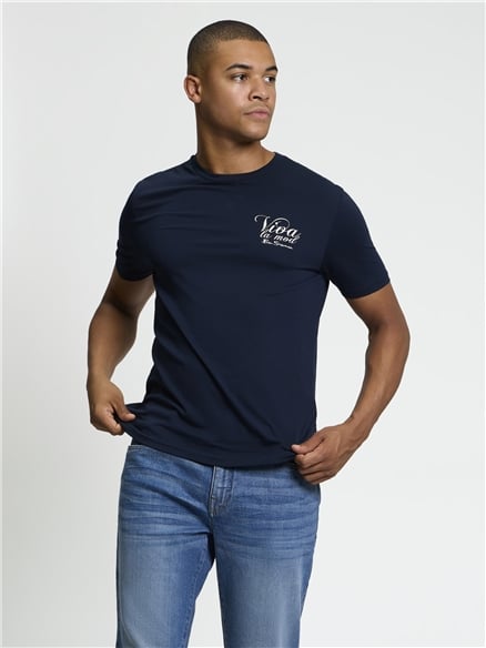 Short Sleeve Viva La Mod Tshirt in Dark Navy