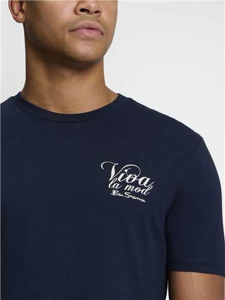 Short Sleeve Viva La Mod Tshirt in Dark Navy