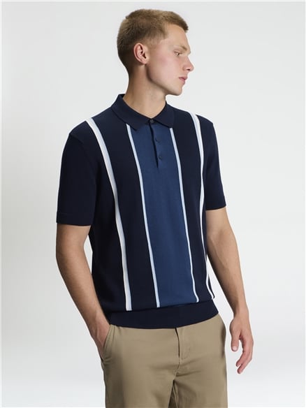 Short Sleeve Mod Stripe Knitted Polo