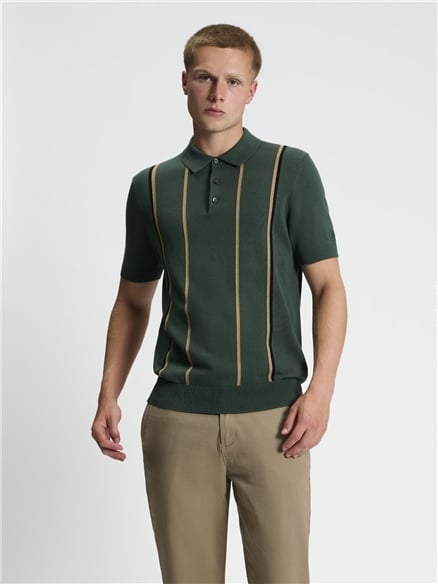 Short Sleeve Mod Stripe Knitted Polo