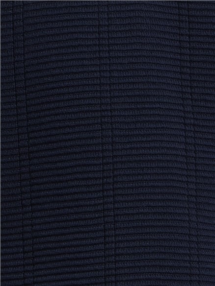 Short Sleeve Texture Rib Knitted Polo in Dark Navy