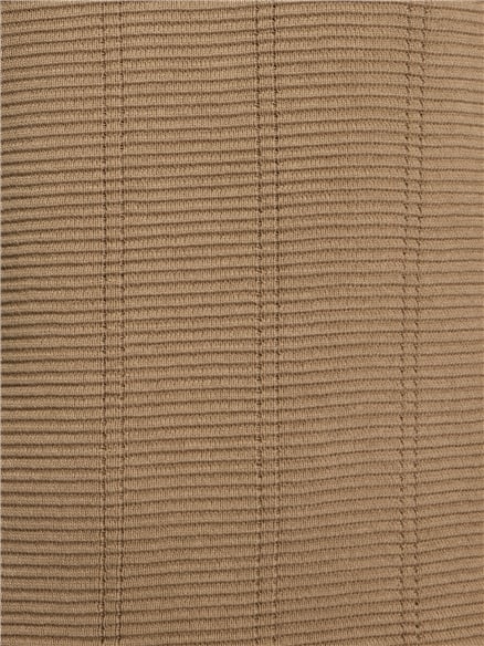 Short Sleeve Texture Rib Knitted Polo in Biscuit