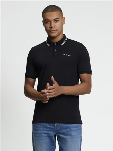 Short Sleeve Checkerboard Collar Polo