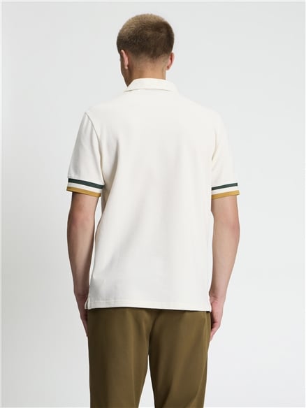 Short Sleeve Cuff Detail Polo in Ivory