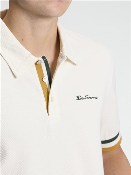 Short Sleeve Cuff Detail Polo in Ivory