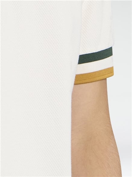 Short Sleeve Cuff Detail Polo in Ivory