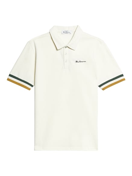 Short Sleeve Cuff Detail Polo in Ivory