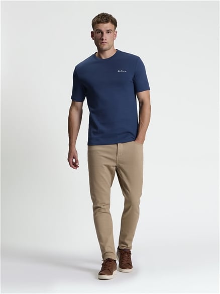 Short Sleeve Jacquard Tshirt in Blue Denim