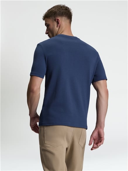 Short Sleeve Jacquard Tshirt in Blue Denim