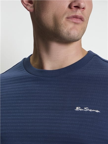 Short Sleeve Jacquard Tshirt in Blue Denim