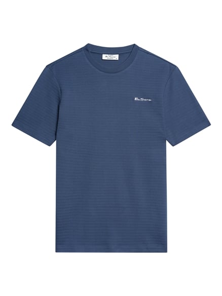Short Sleeve Jacquard Tshirt in Blue Denim